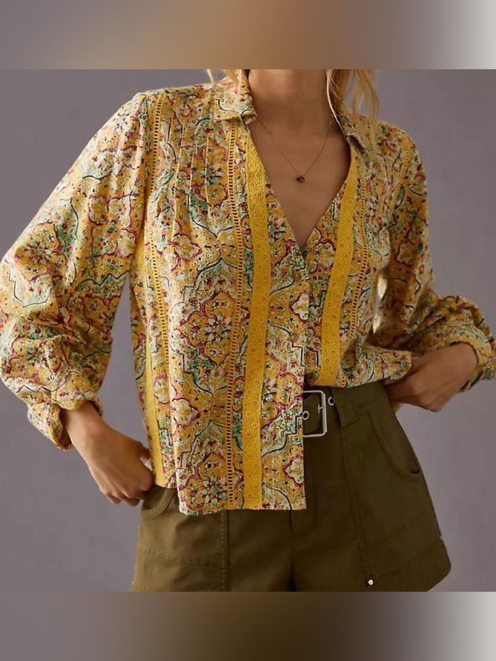 Pilcro by Anthropologie Pintuck Peasant Blouse - Size M
